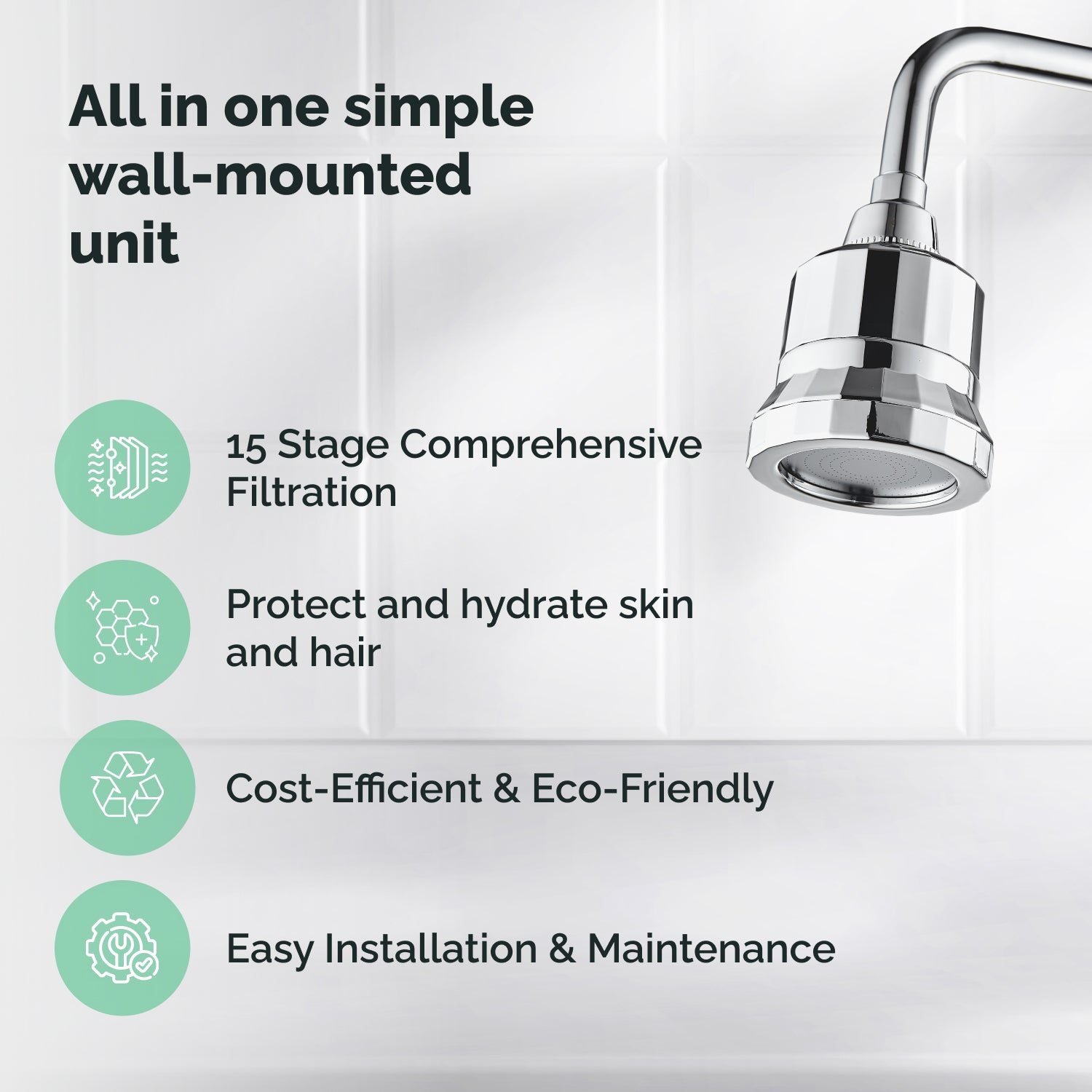 15-Stufen-Filtration EcoLux Wandduschkopf
