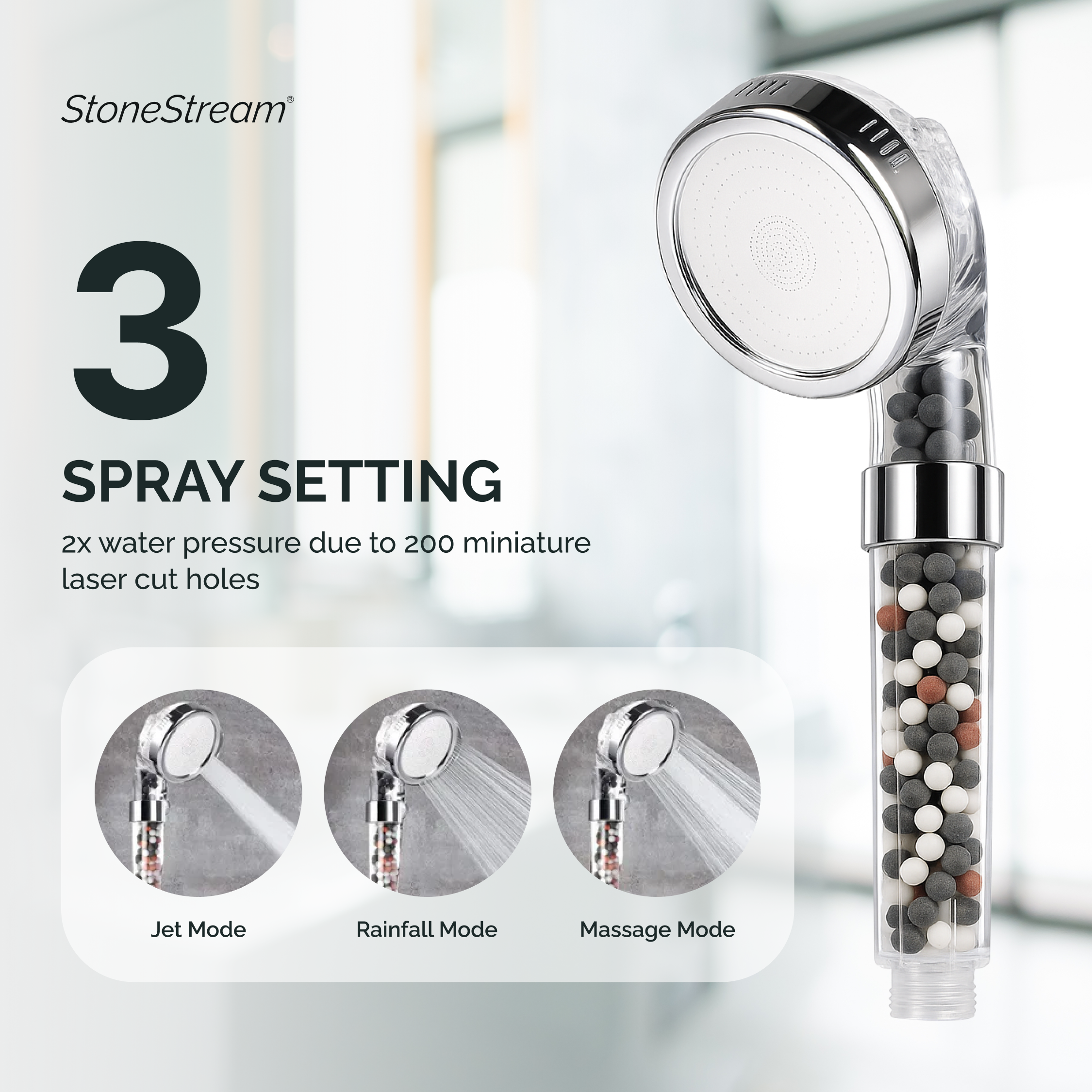 Gefilterter ionischer Ecopower-Duschkopf für elektrische Duschen