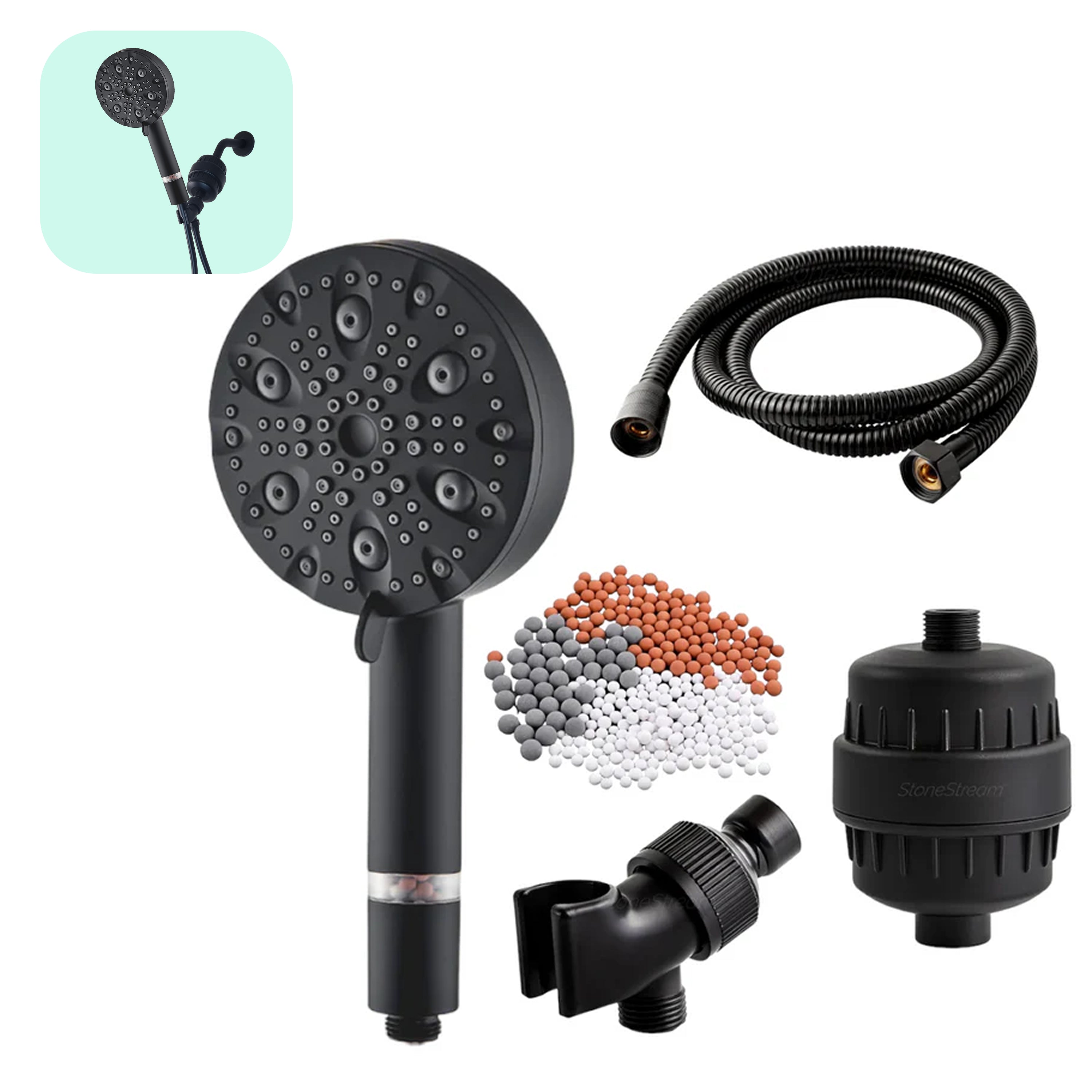 Ecolux 9 Modi Hochdruck-Duschkopf (gefiltert)