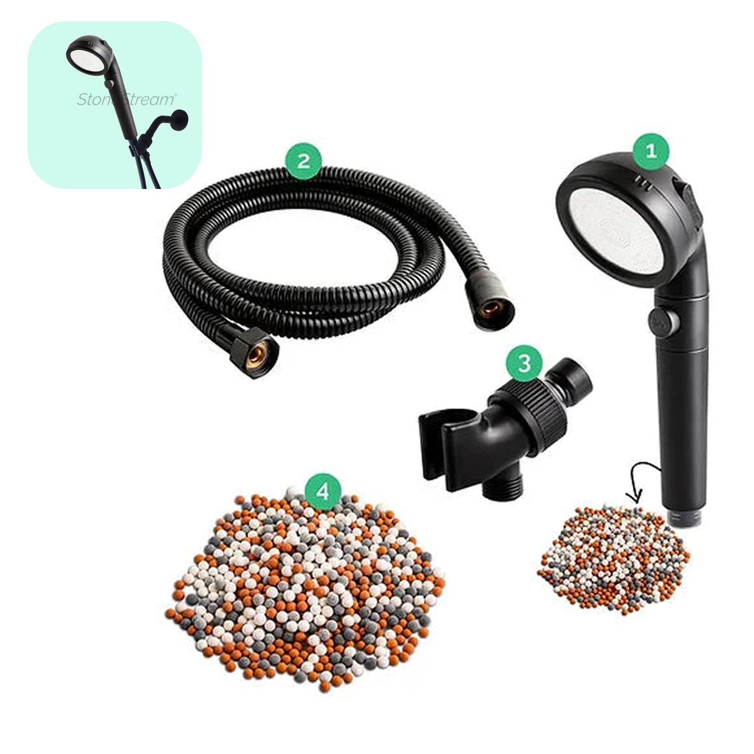 4-in-1 Kit Schwarze Ionensteine
