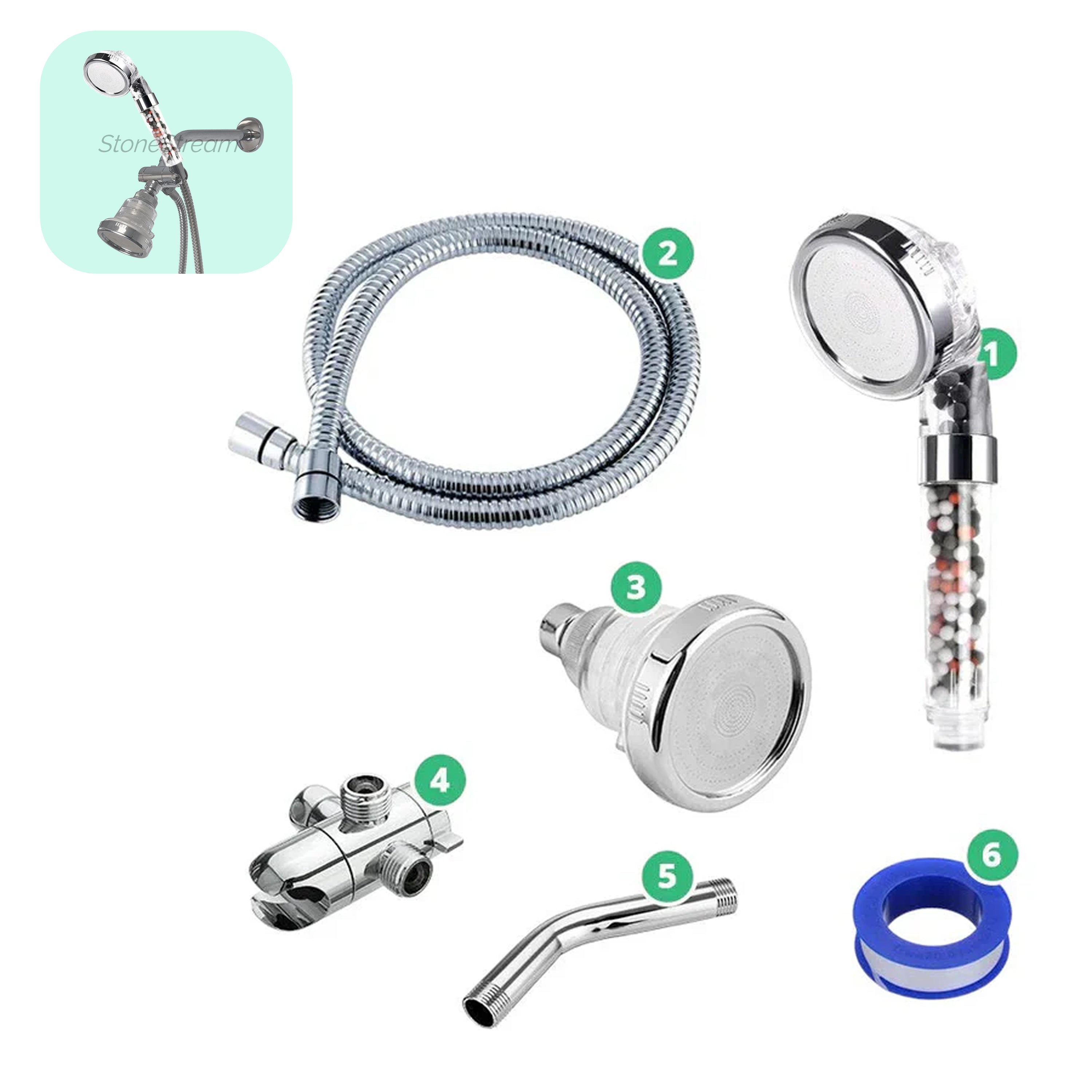 Gefilterter ionischer Ecopower-Duschkopf für elektrische Duschen