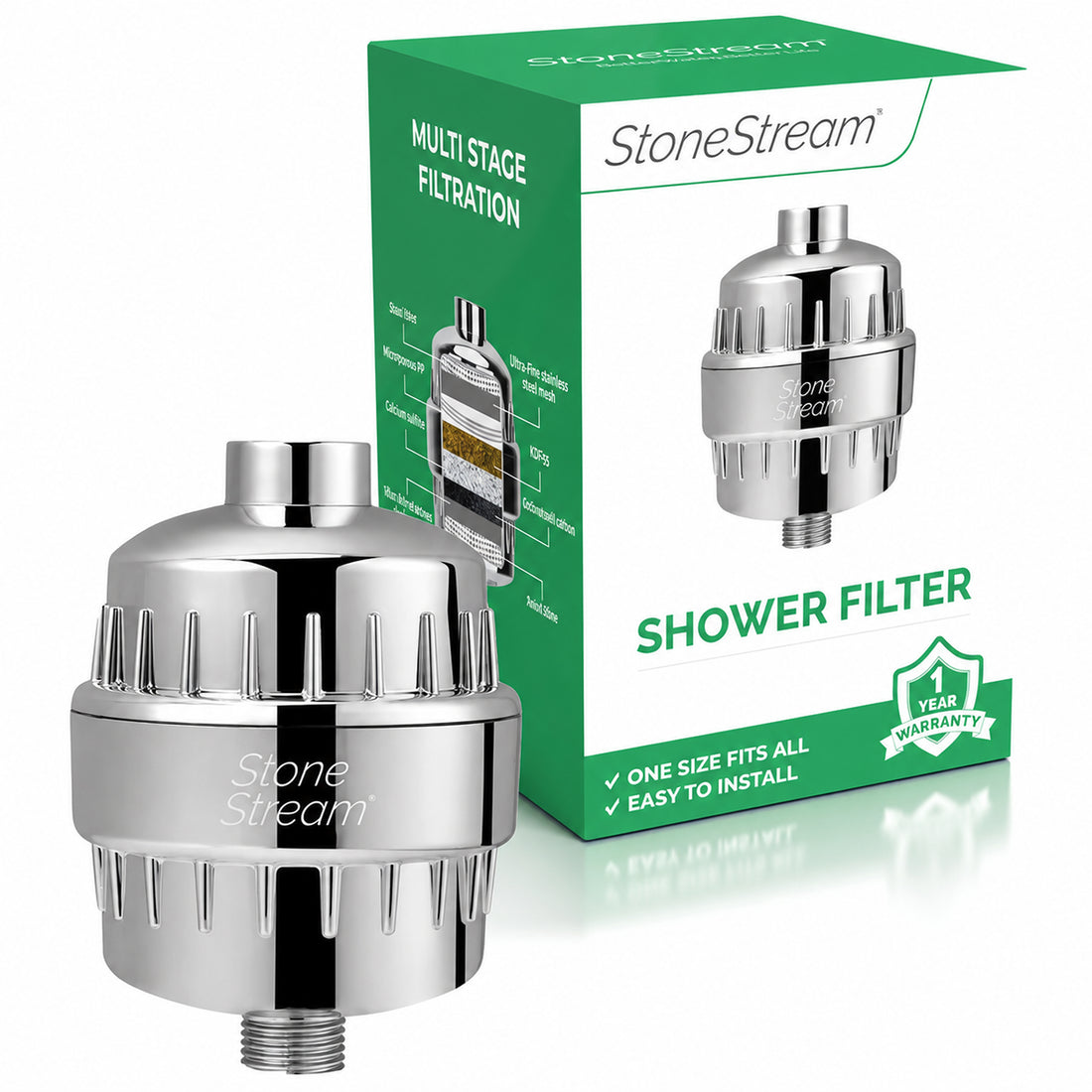 StoneStream Duschfilter bei hartem Wasser