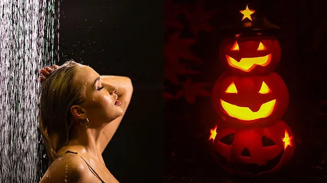 Halloween-inspirierte Duschideen mit gruseligen Badaccessoires und Dekoration