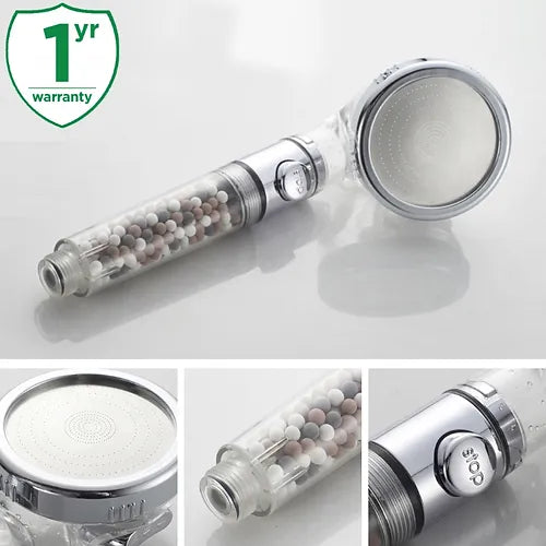 Eco-friendly shower head with mineral stones for filtration