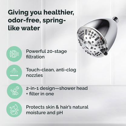 20-stufige Filtration Multi-Mode Ecolux Wandduschkopf