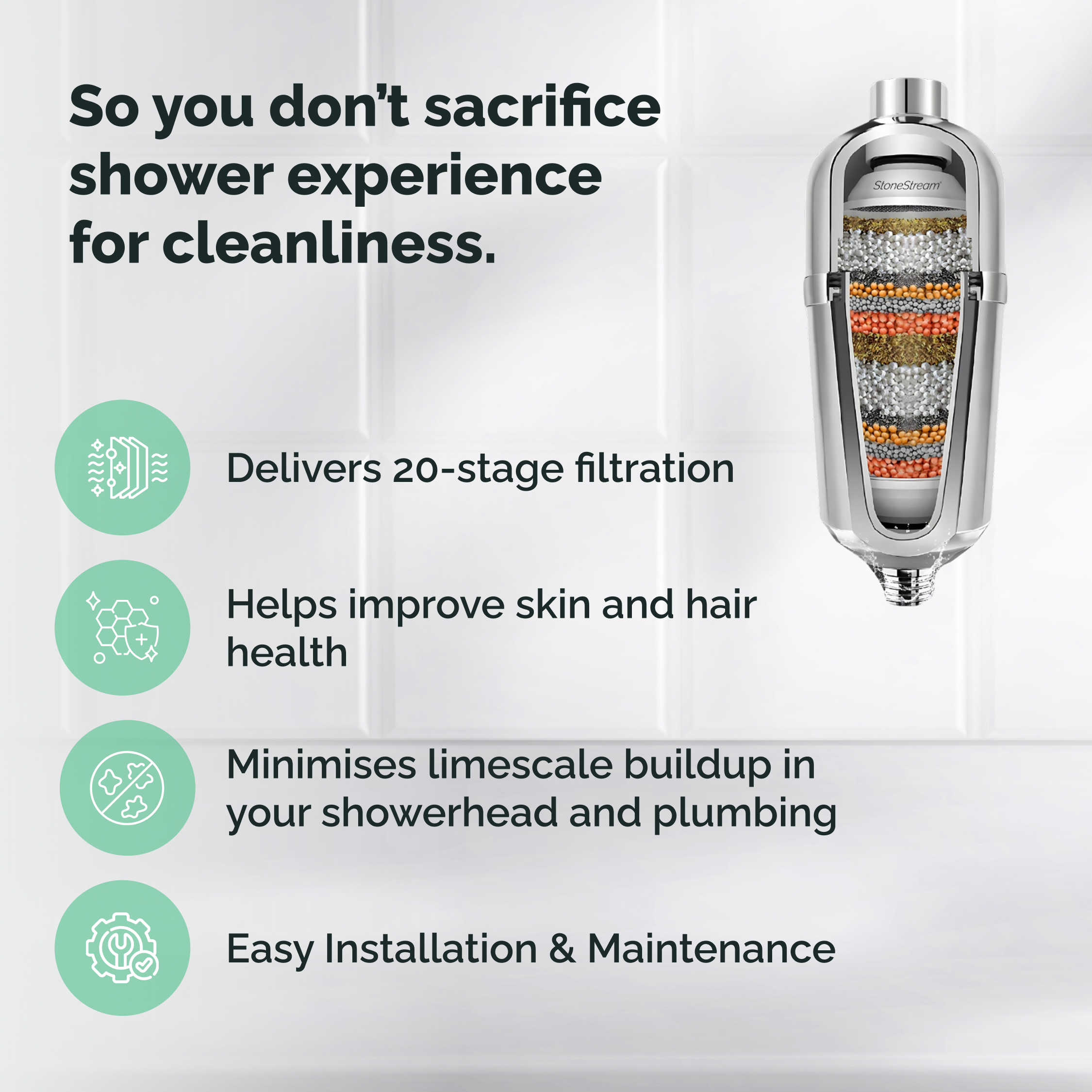 StoneStream Advanced Duschfilter für hartes Wasser