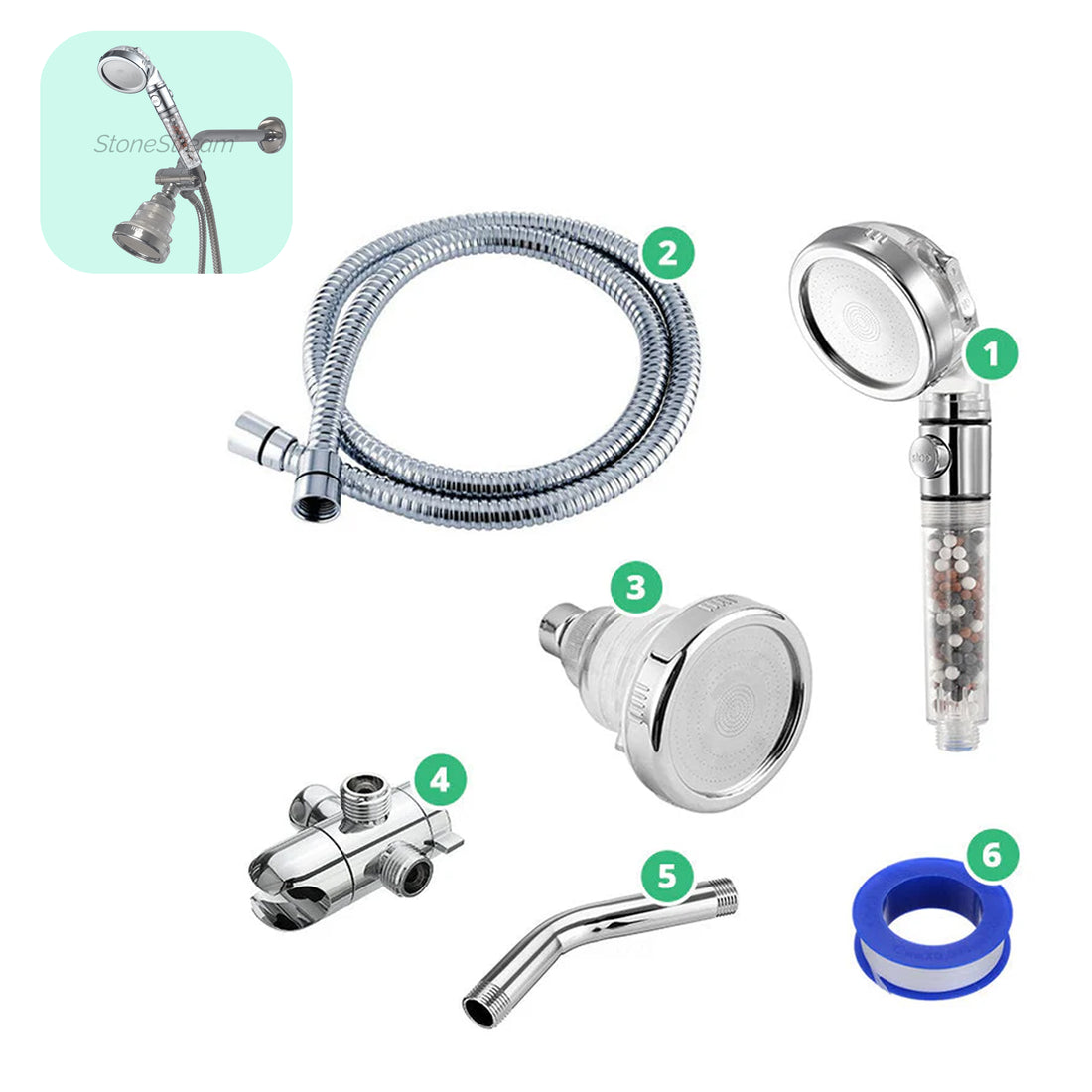 Hochdruck-Handbrause + Wandbrause Kombi-Set