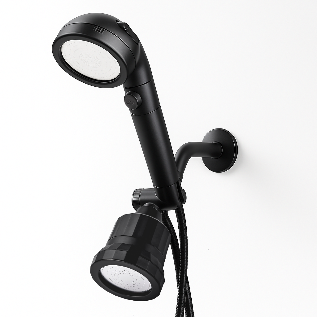 Schwarzer Ecopower Duschkopf
