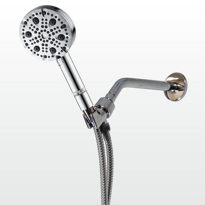 EcoLux 4-in-1 Chrom-Wandadapter mit Edelstahl-Duschkopf (9 Modi)