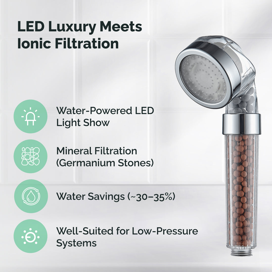 LED Ionic Duschkopf