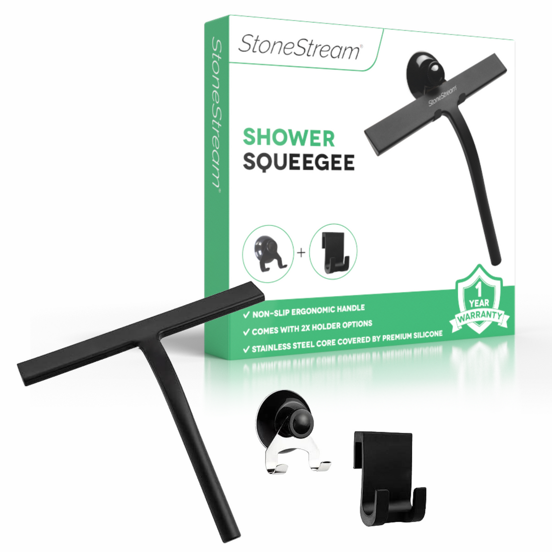 Shower Screen Cleaner Squeegee - Matte Black