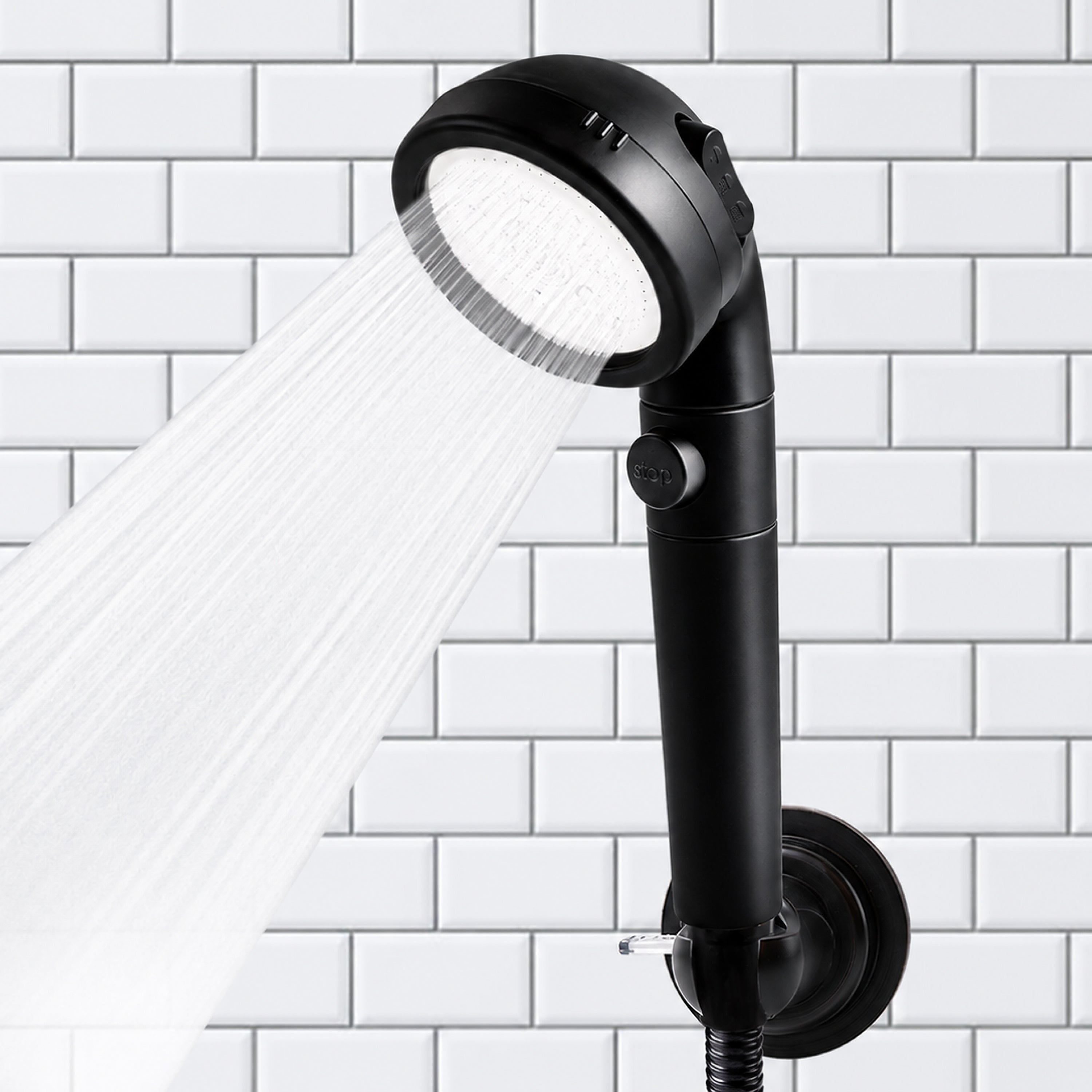 Adjustable Suction Shower Head Holder Black